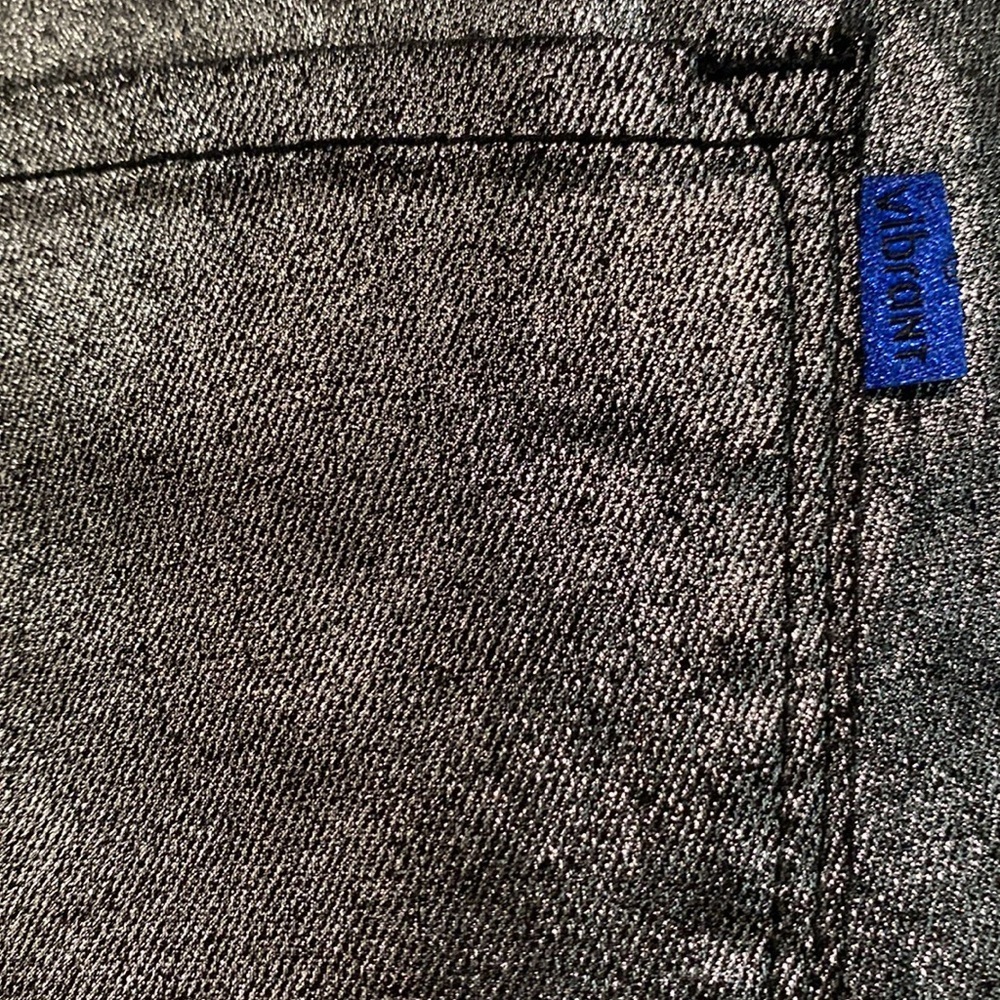 Vibrant Silver Gray Metallic Bootcut Flare Denim Shiny Pants NWT Multiple Sizes - Picture 11 of 16